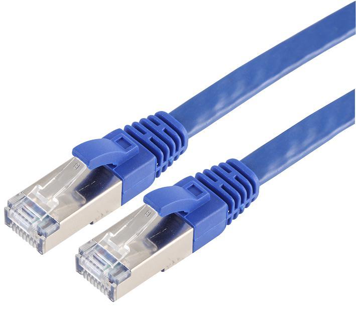 Flat Cat7 RJ45 Male to Male Ethernet Patch Lead Blue