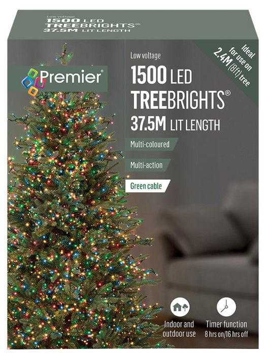 1500 LED Multi-Coloured Christmas Tree Lights with Timer, 37.5m