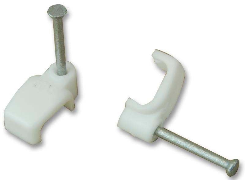 Flat Twin & Earth Cable Clips White 100 Pack