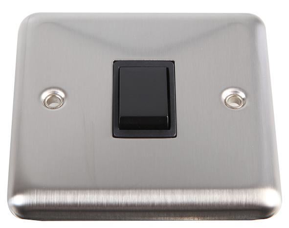 VOLEX ACCESSORIES 1 Gang 2 Way 10AX Light Switch Brushed Stainless Steel / Black