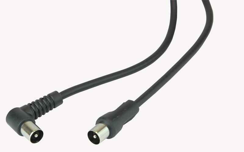 TV Aerial Lead 90 Degree Coax Plug to Straight Coax Plug 2m