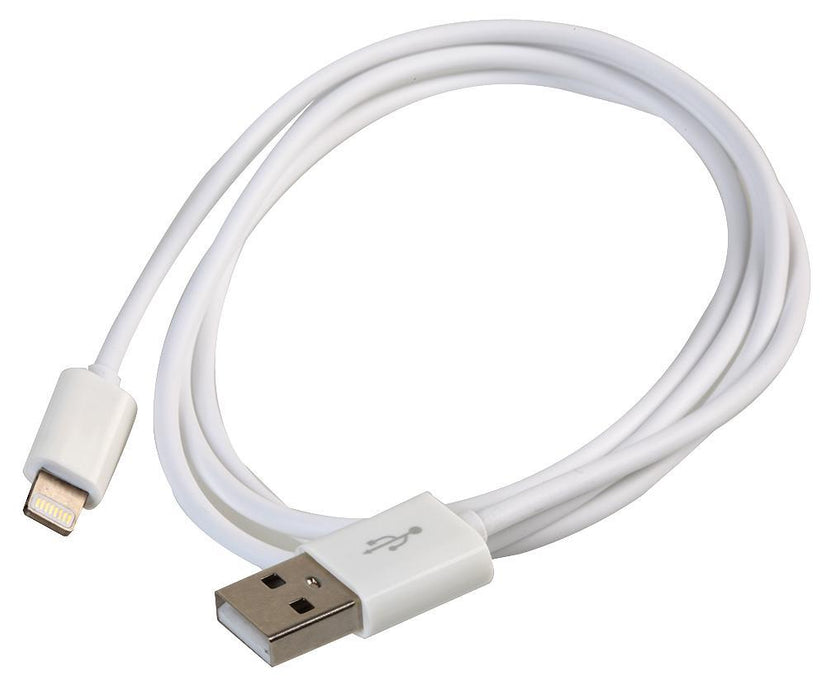 USB to Lightning Plug White Charge and Sync Round Lead - 1m