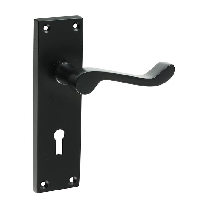 Victorian Scroll Lock Handles - Matt Black (Size 152 x 42 - 2 Pieces)