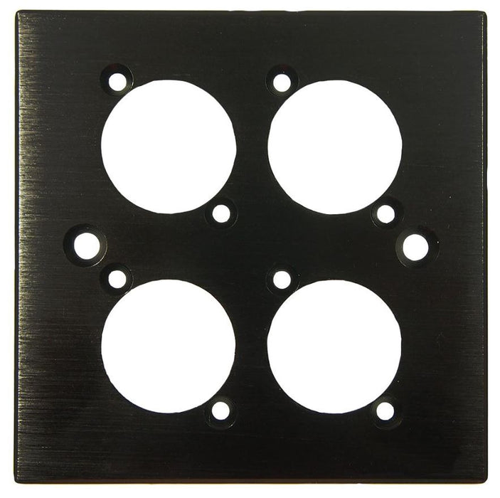 4-Way XLR-Format Faceplate, Black Aluminium