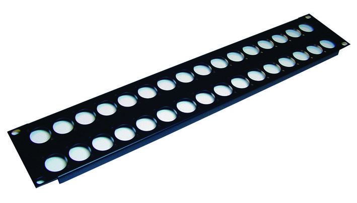 19" 32 Hole Rack Panel Punched for D-Series Connectors - 2U