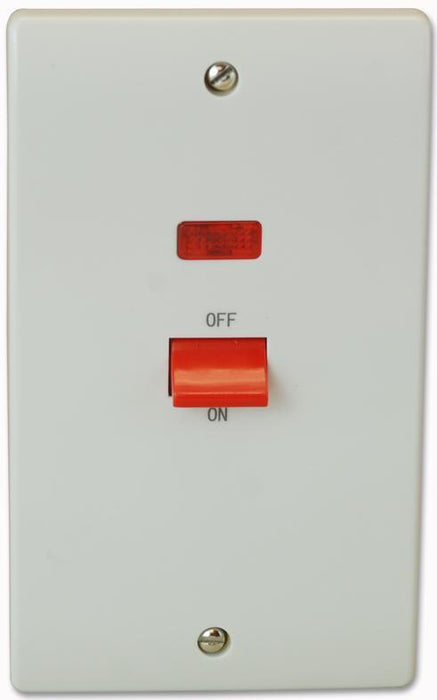 45A 2 Gang Single Cooker Switch with Neon