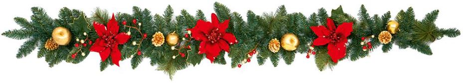 1.8m Poinsettia Decorative Garland