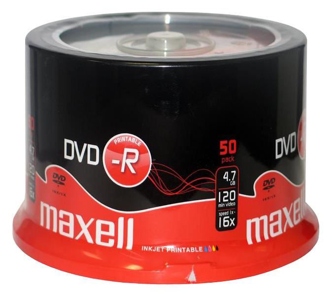 16x Speed Printable DVD-R Blank DVDs - Spindle Pack of 50