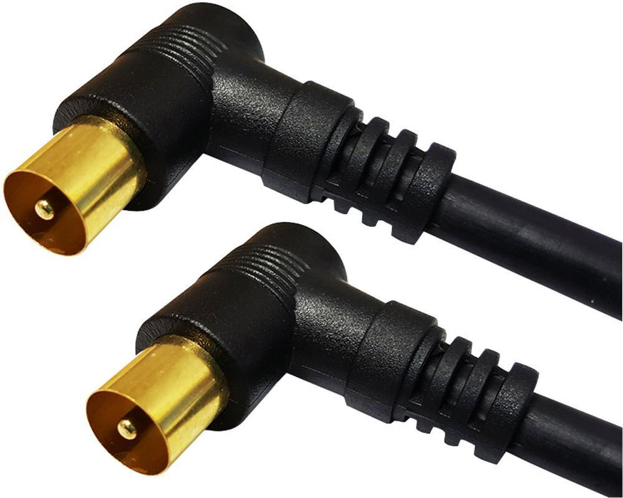 Right Angled Coaxial Fly Lead, Male to Male, 2m Black