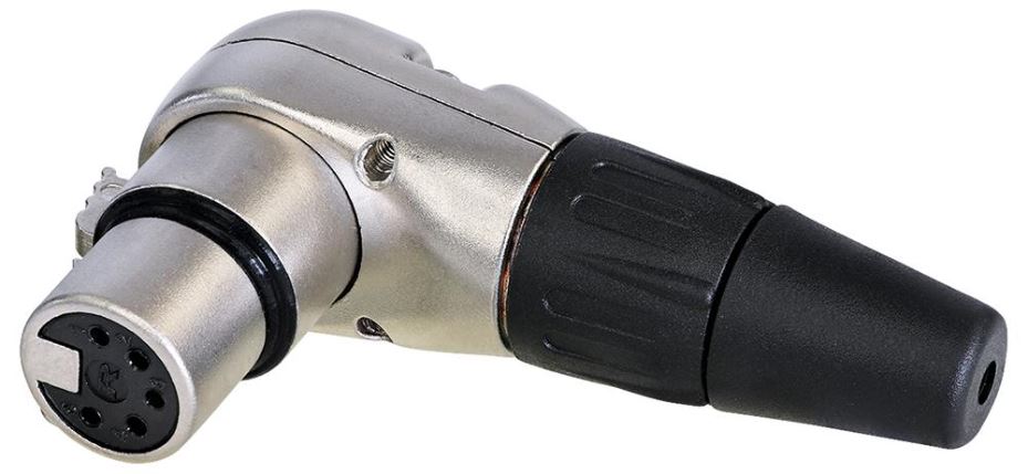 Right Angle / 90 Degree 5 Pole XLR Socket, Nickel