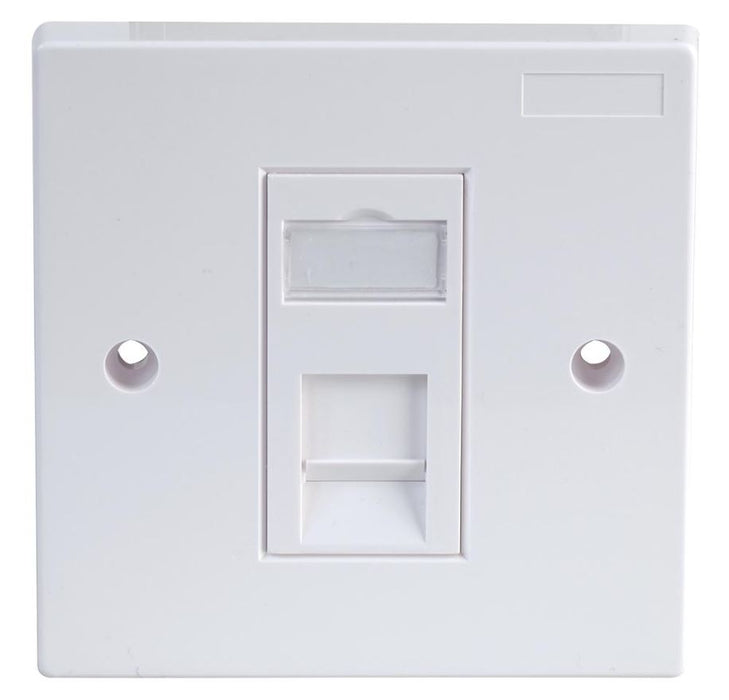 1 Gang Single RJ45 Socket Faceplate White