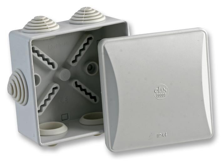 IP55 Thermoplastic 6 Entry Junction Box Enclosure - 80x80x40mm