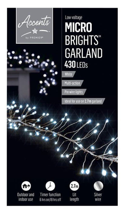 LED Garland Light with Silver Wire, White