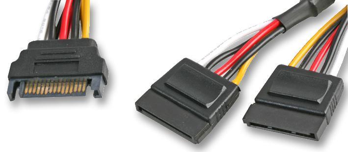 15 Pin SATA Male to 2x Female Power Splitter Lead, 30cm