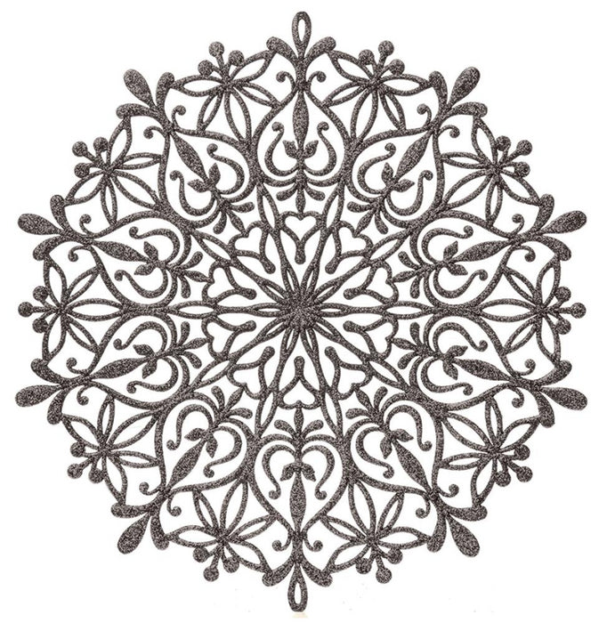 Silver Glitter Snowflake Christmas Table Mat, 39cm