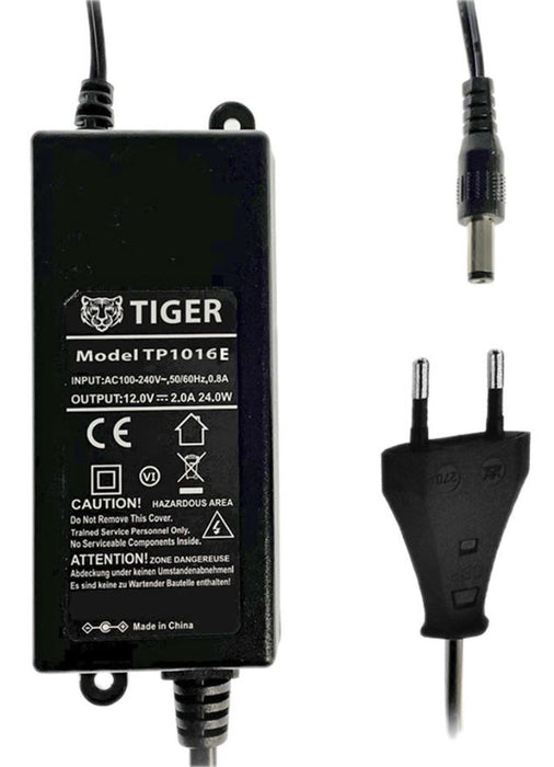 12V, 2A, 24W, Euro 2 Pin Lugged Power Supply (Level VI), 2.1mm Plug
