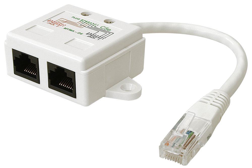 Cat5e Ethernet Cable Economiser RJ45 Male to 2x RJ45 Female