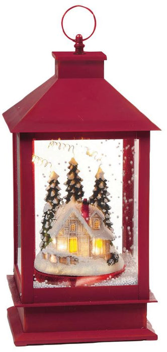 32cm Snow Blowing Christmas Lantern, Red