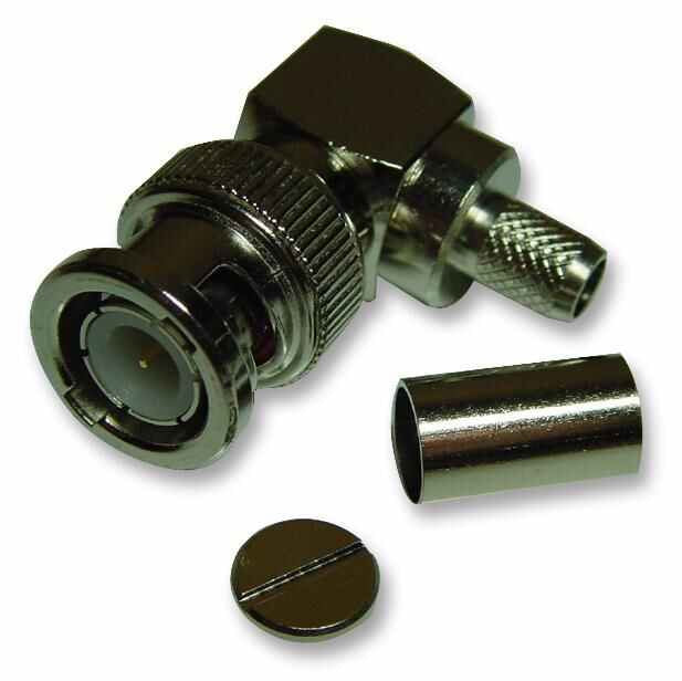 VITELEC - 50 ohm BNC Right Angled Crimp Plug, DC to 4GHz - RG-59 Cable