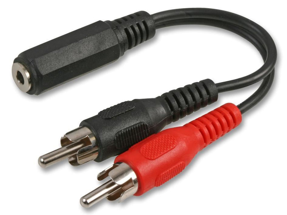 3.5mm Stereo Jack Socket to 2x Phono (RCA) Plugs Adaptor Lead