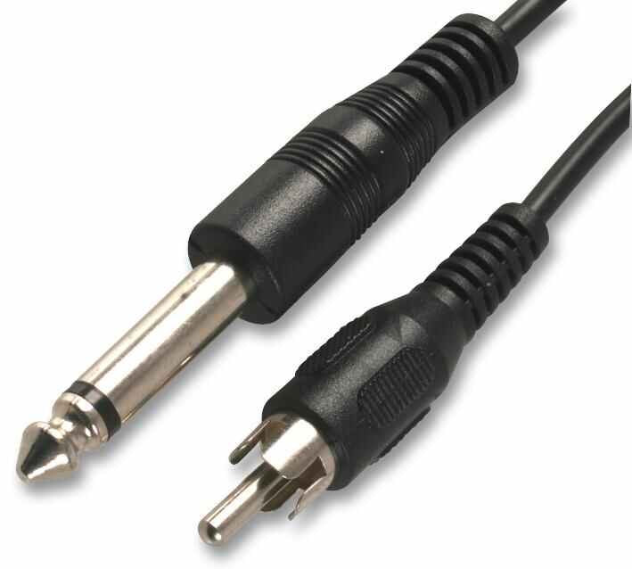 6.35mm (1/4") Mono Jack Plug to Phono (RCA) Plug Lead - Black