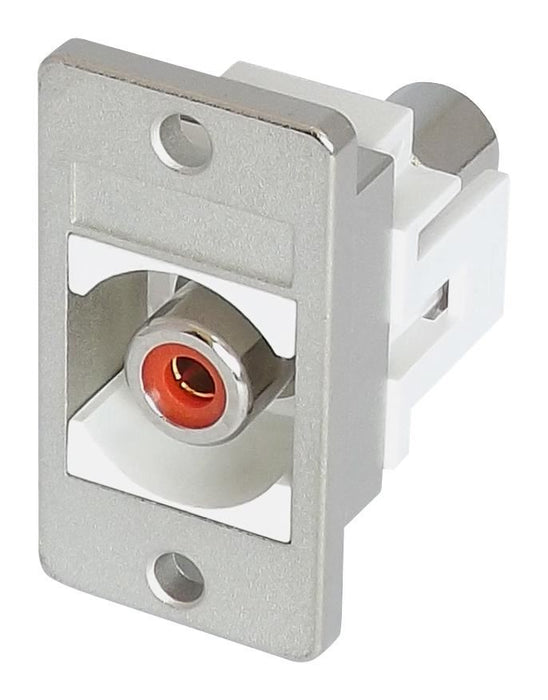 White Panel Mount RCA Keystone Connector, Red Insert