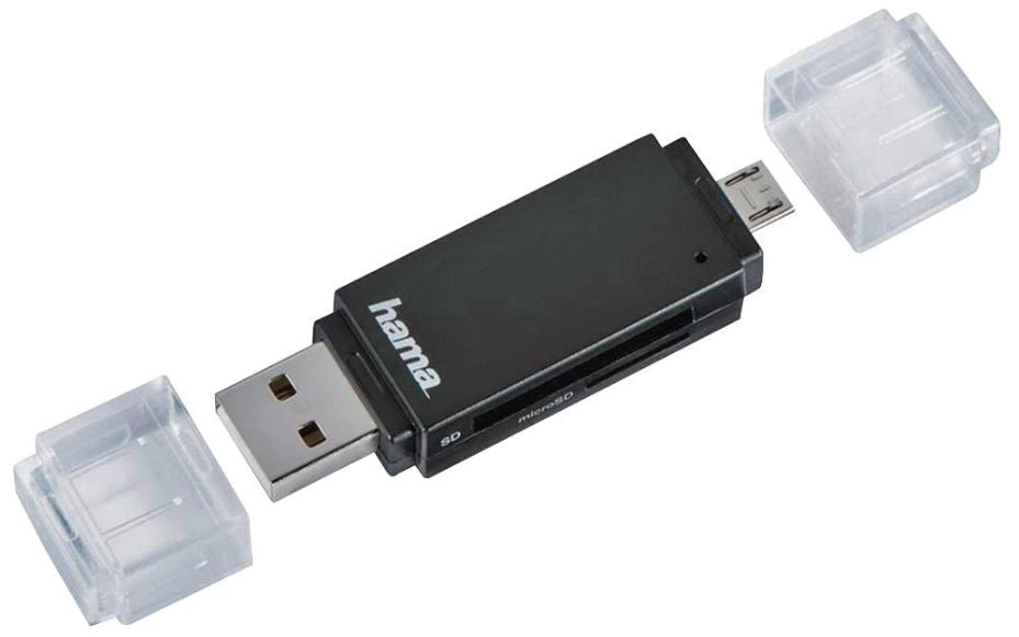 USB 2.0 OTG SD/ MicroSD Card Reader, for Smartphone / Tablet, Black