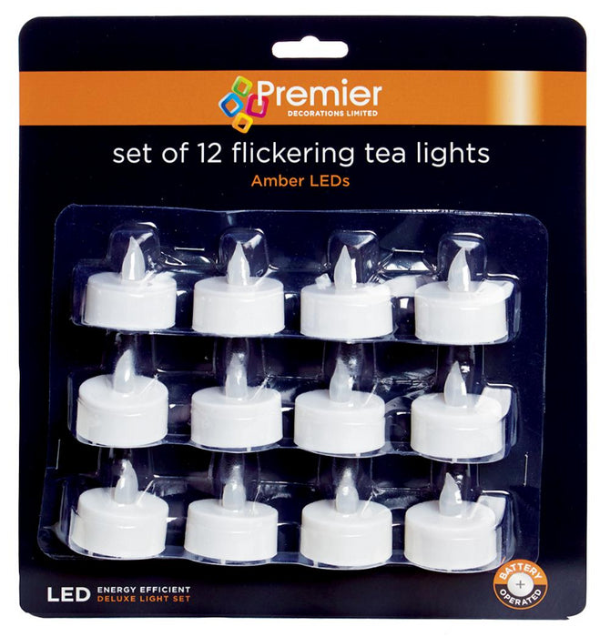 Raraion - LED Flickering Tea Light Set, 12 Pieces