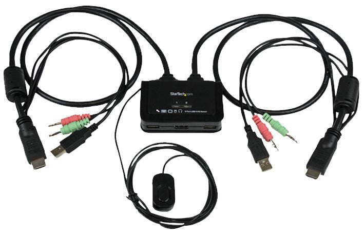 2-Port USB HDMI KVM Switch with Audio & Remote Switch - USB Powered